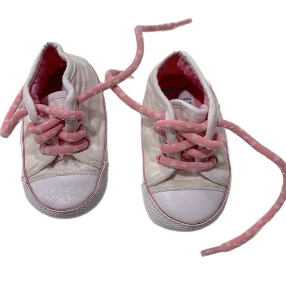 Carter’s | INFANT BABY HIGH TOP White Pink Walking Fashion Sneakers Shoes - Picture 1 of 9